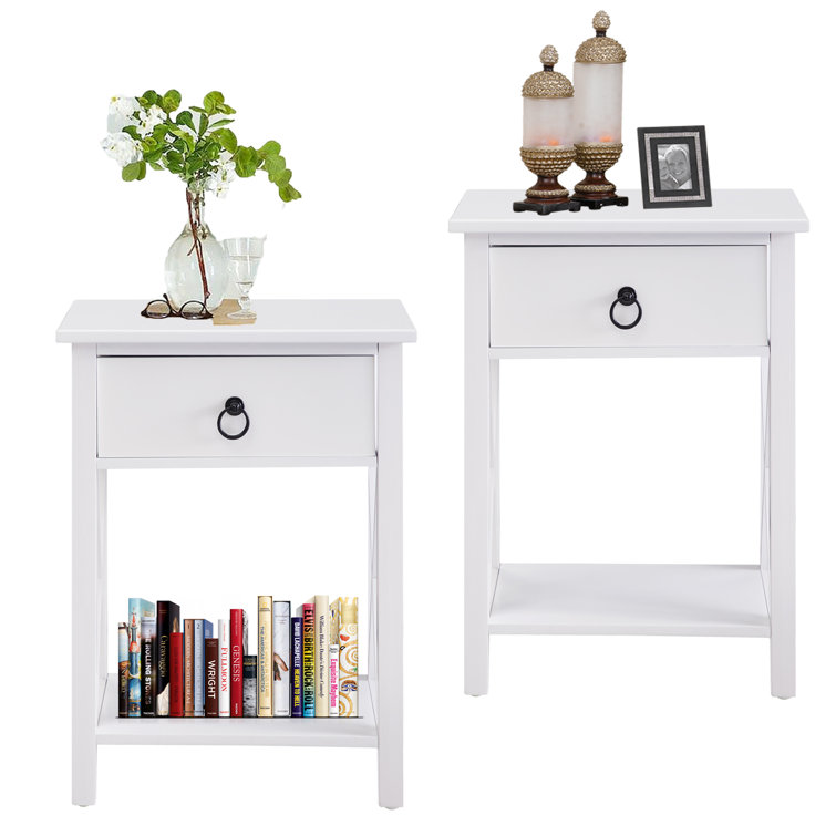 Small white wooden deals nightstand